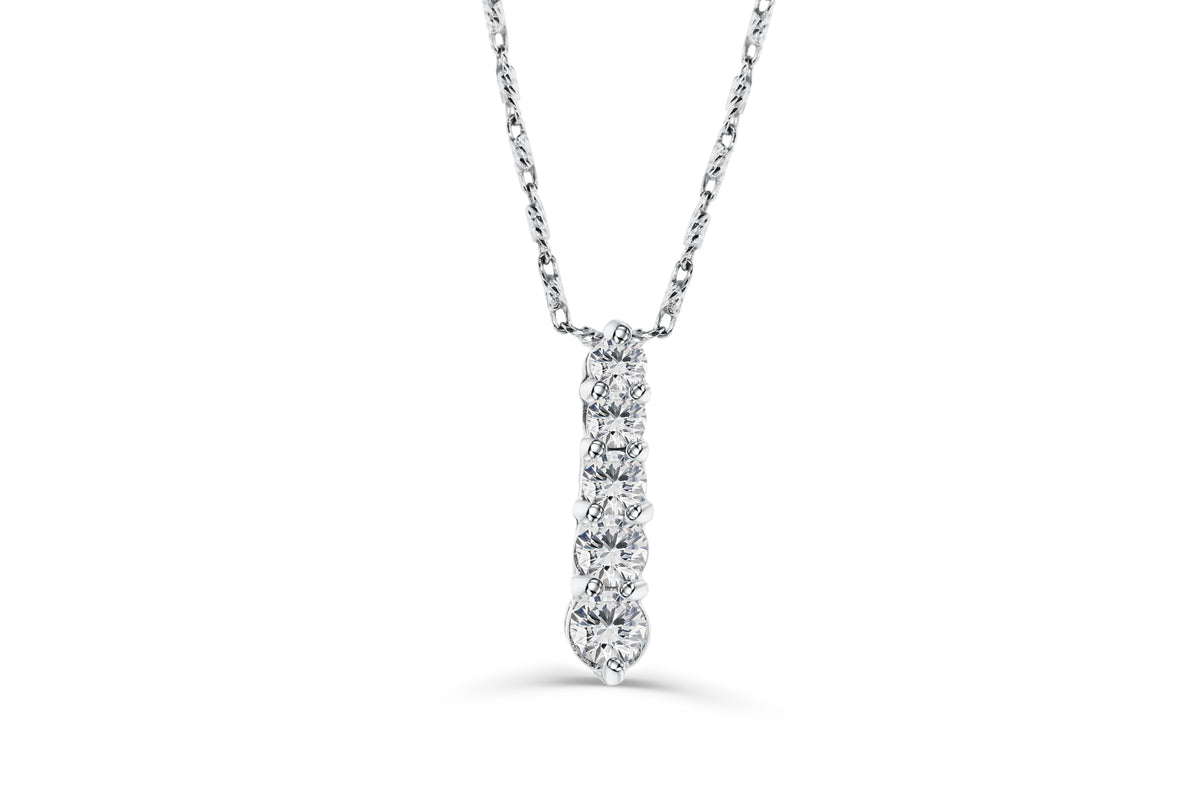 Vertical Bar Diamond Pendant 0.46 CT TW 14K White Gold DPEN031 - NorthandSouthJewelry