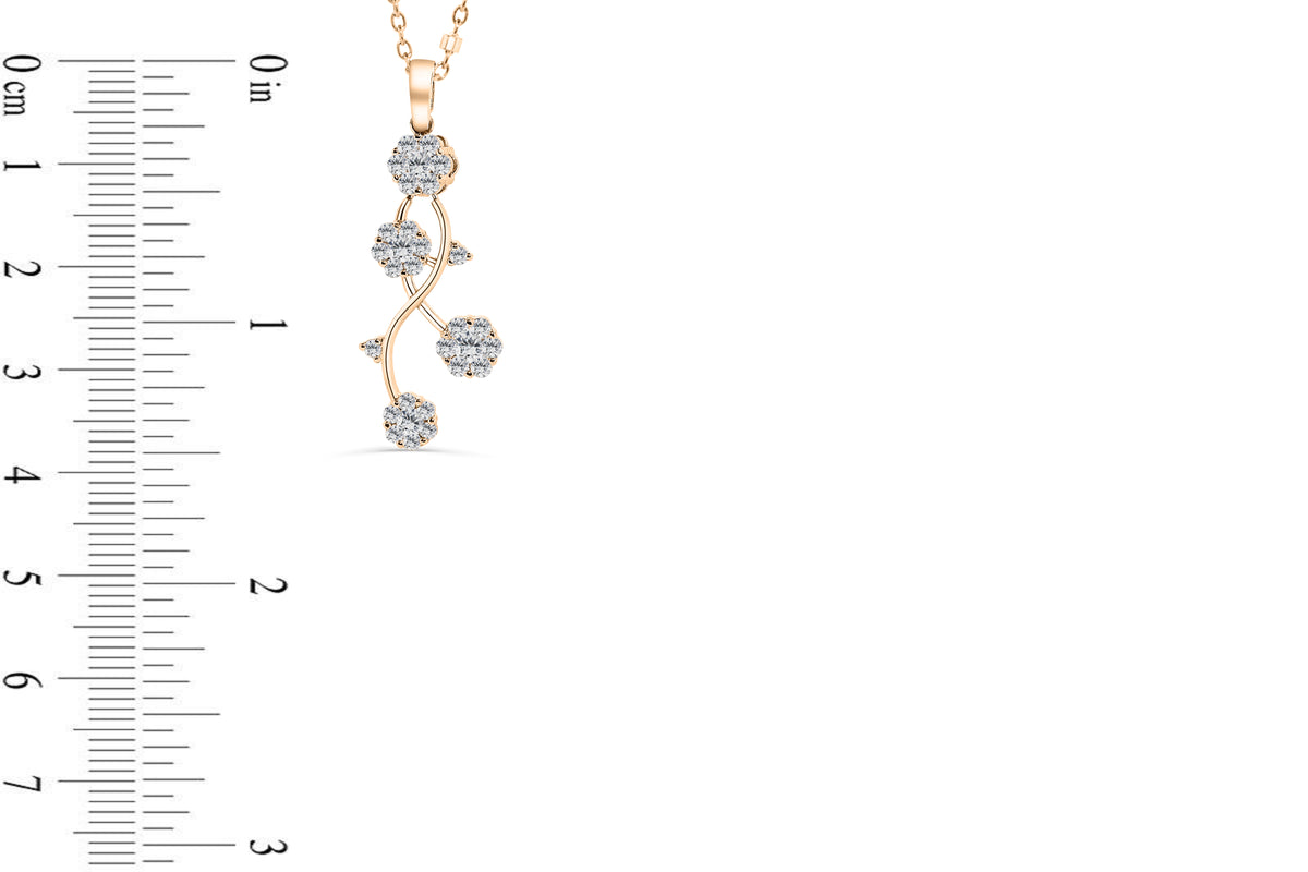 Floral Cluster Diamond Pendant 1.18 CT TW 14K Rose Gold DPEN036 - NorthandSouthJewelry