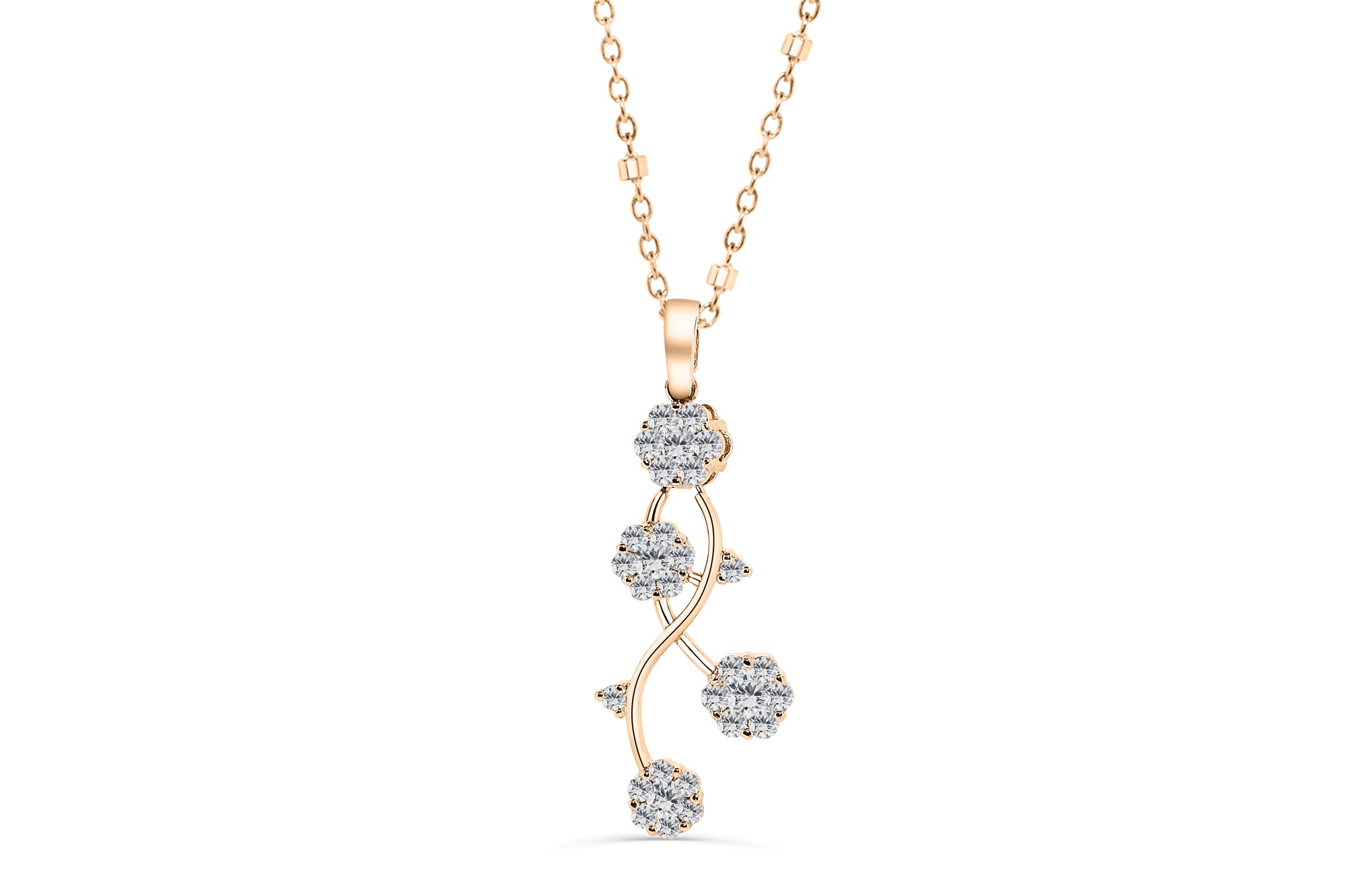 Floral Cluster Diamond Pendant 1.18 CT TW 14K Rose Gold DPEN036 - NorthandSouthJewelry