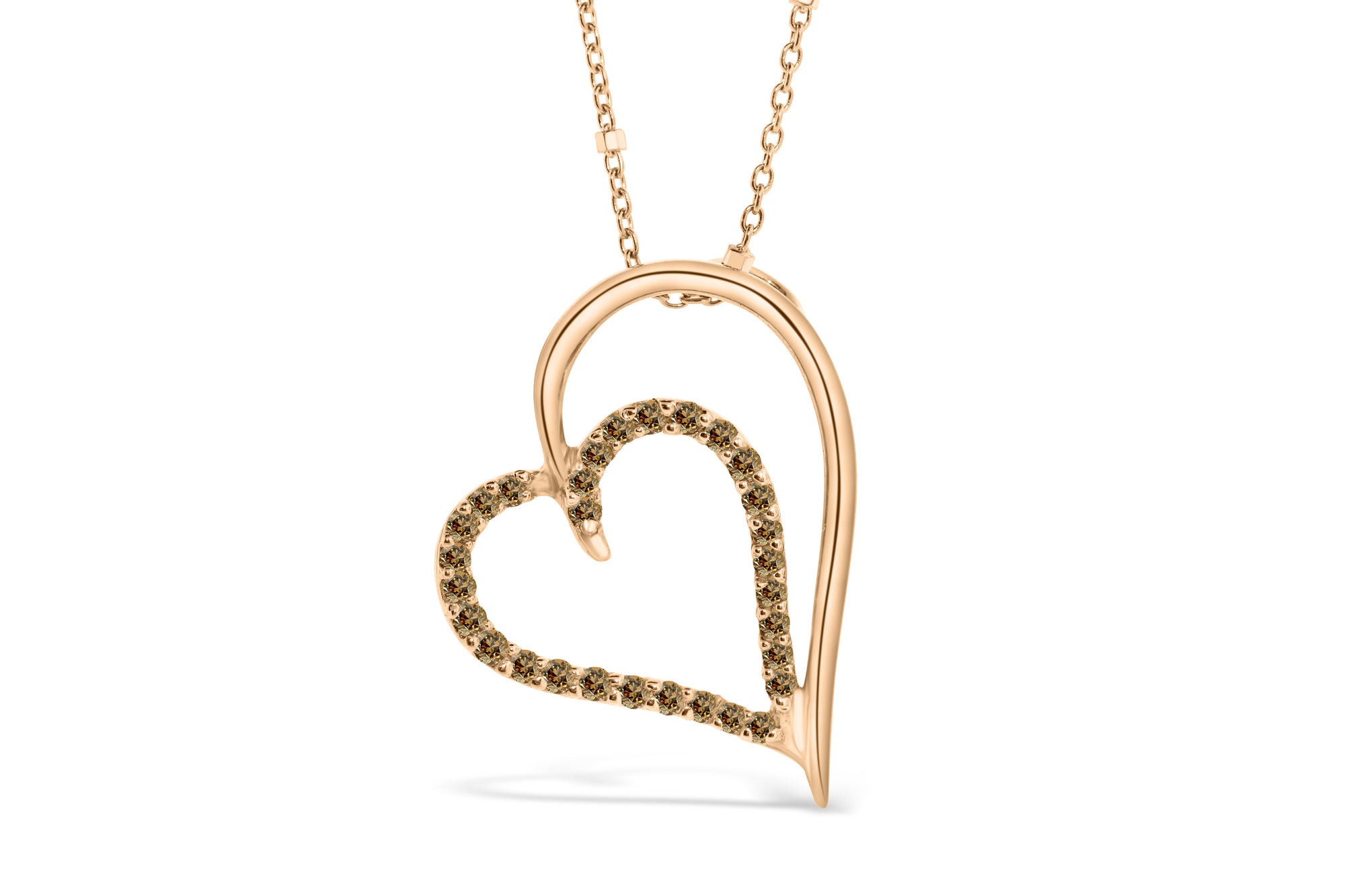 Chocolate Diamond Heart Pendant 0.26 CT TW 14K Rose Gold DPEN037 - NorthandSouthJewelry