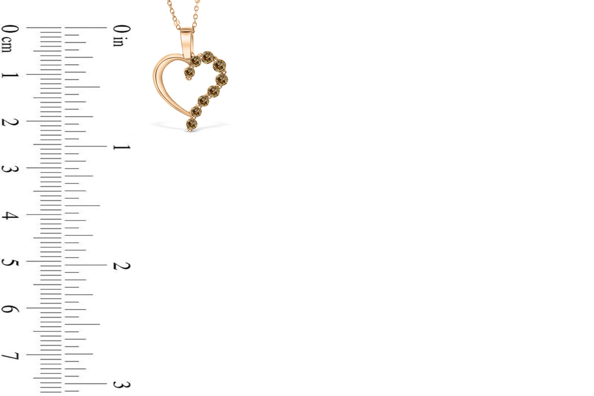 Chocolate Diamond Heart Pendant 0.31 CT TW 14K Rose Gold DPEN038 - NorthandSouthJewelry