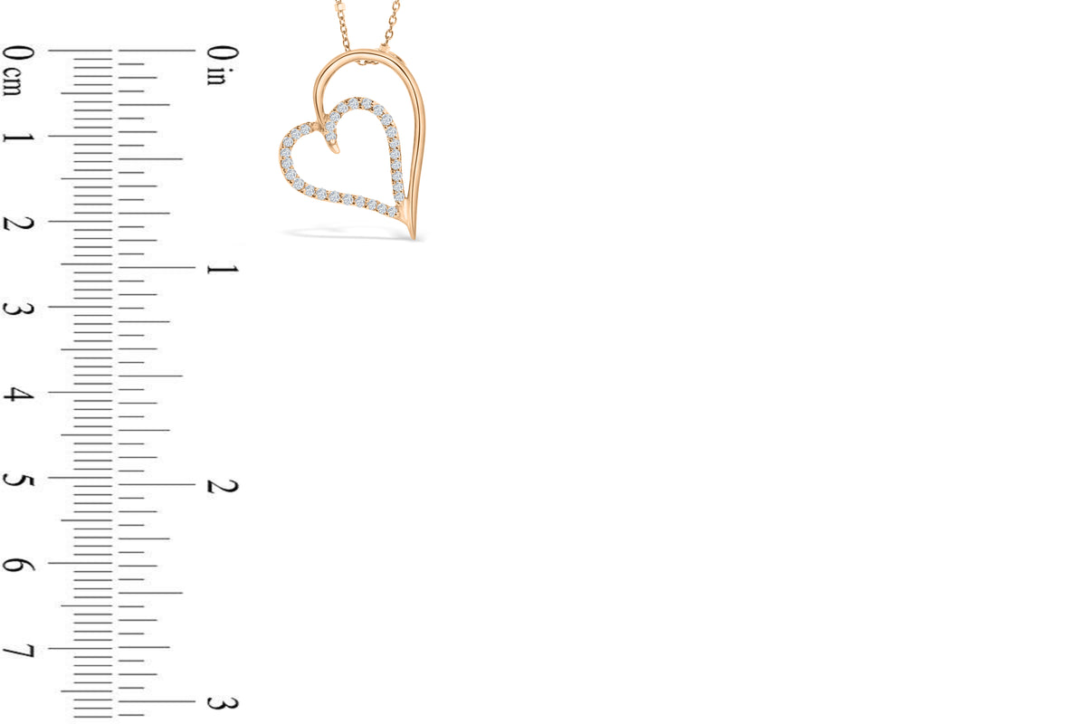 Diamond Heart Pendant 0.29 CT TW 14K Rose Gold DPEN039 - NorthandSouthJewelry