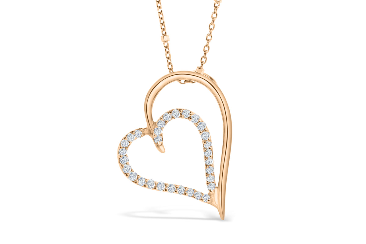 Diamond Heart Pendant 0.29 CT TW 14K Rose Gold DPEN039 - NorthandSouthJewelry