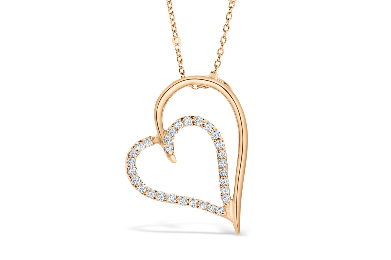 Diamond Heart Pendant 0.29 CT TW 14K Rose Gold DPEN039 - NorthandSouthJewelry