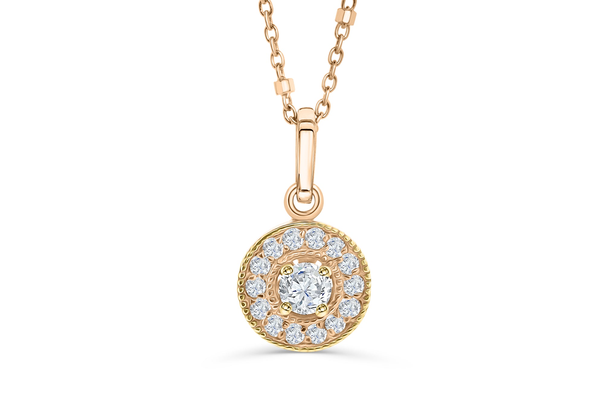 Halo Solitaire Diamond Pendant 0.31 CT TW 14K Rose Gold DPEN041 - NorthandSouthJewelry