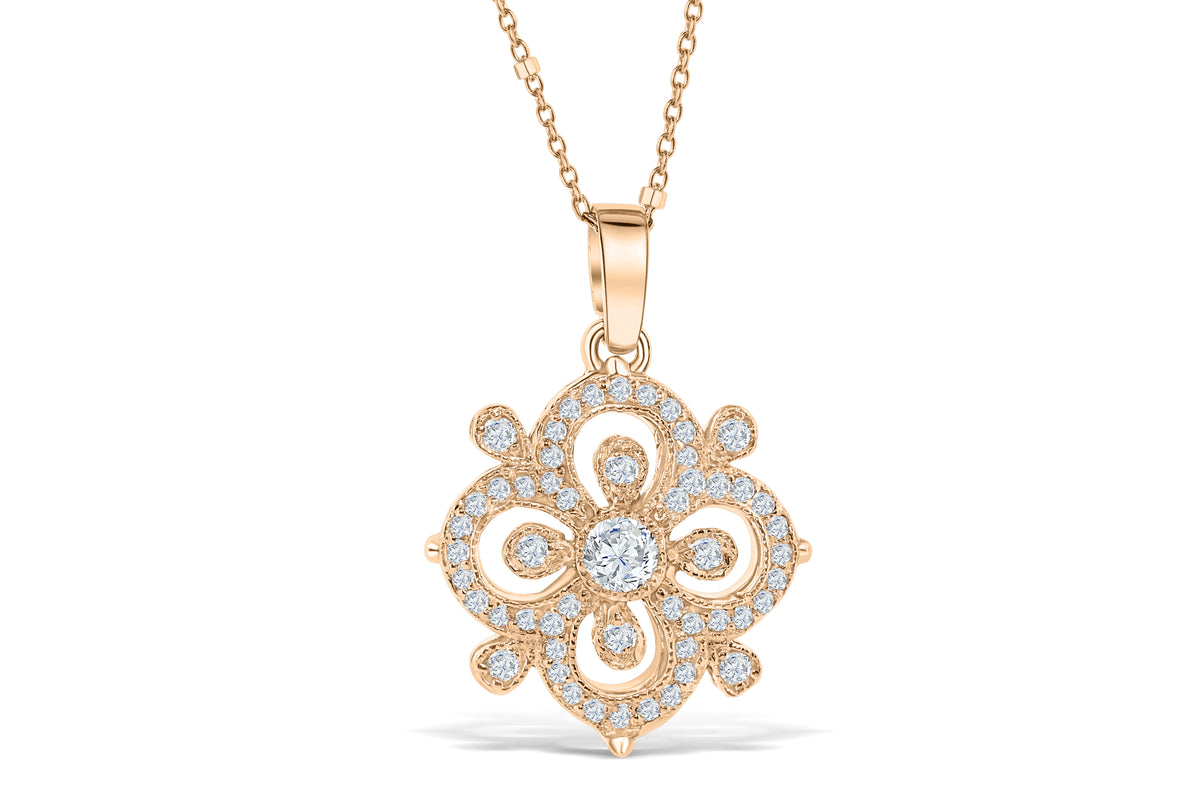 Diamond Pendant 0.68 CT TW 14K Rose Gold DPEN043 - NorthandSouthJewelry