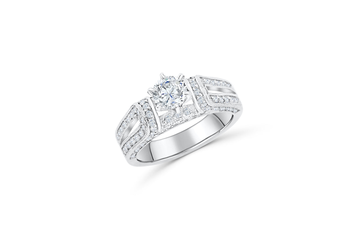 Diamond Engagement Ring 1.52 ct tw 14K White Gold DENG057 - NorthandSouthJewelry