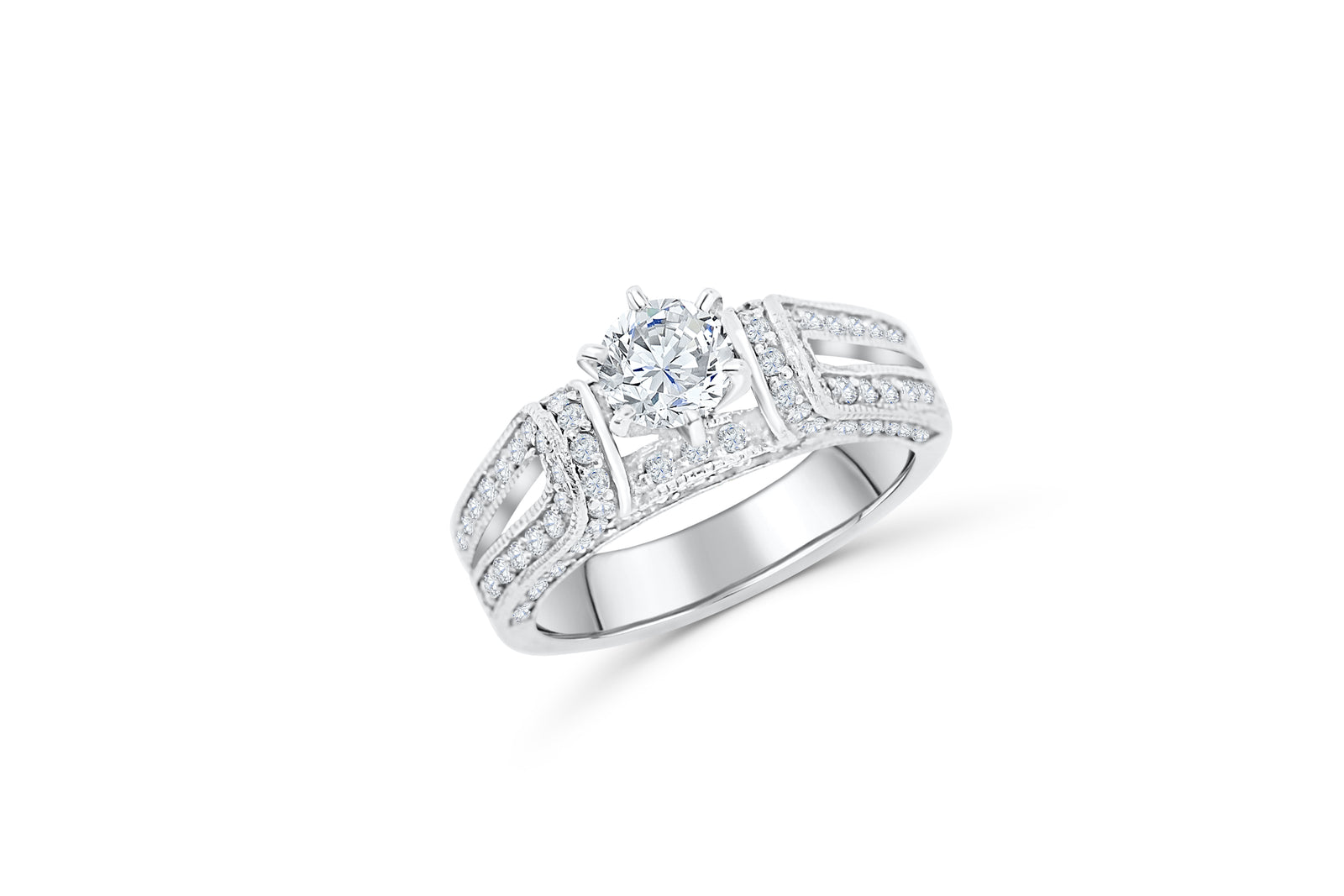 Diamond Engagement Ring 1.52 ct tw 14K White Gold DENG057 - NorthandSouthJewelry