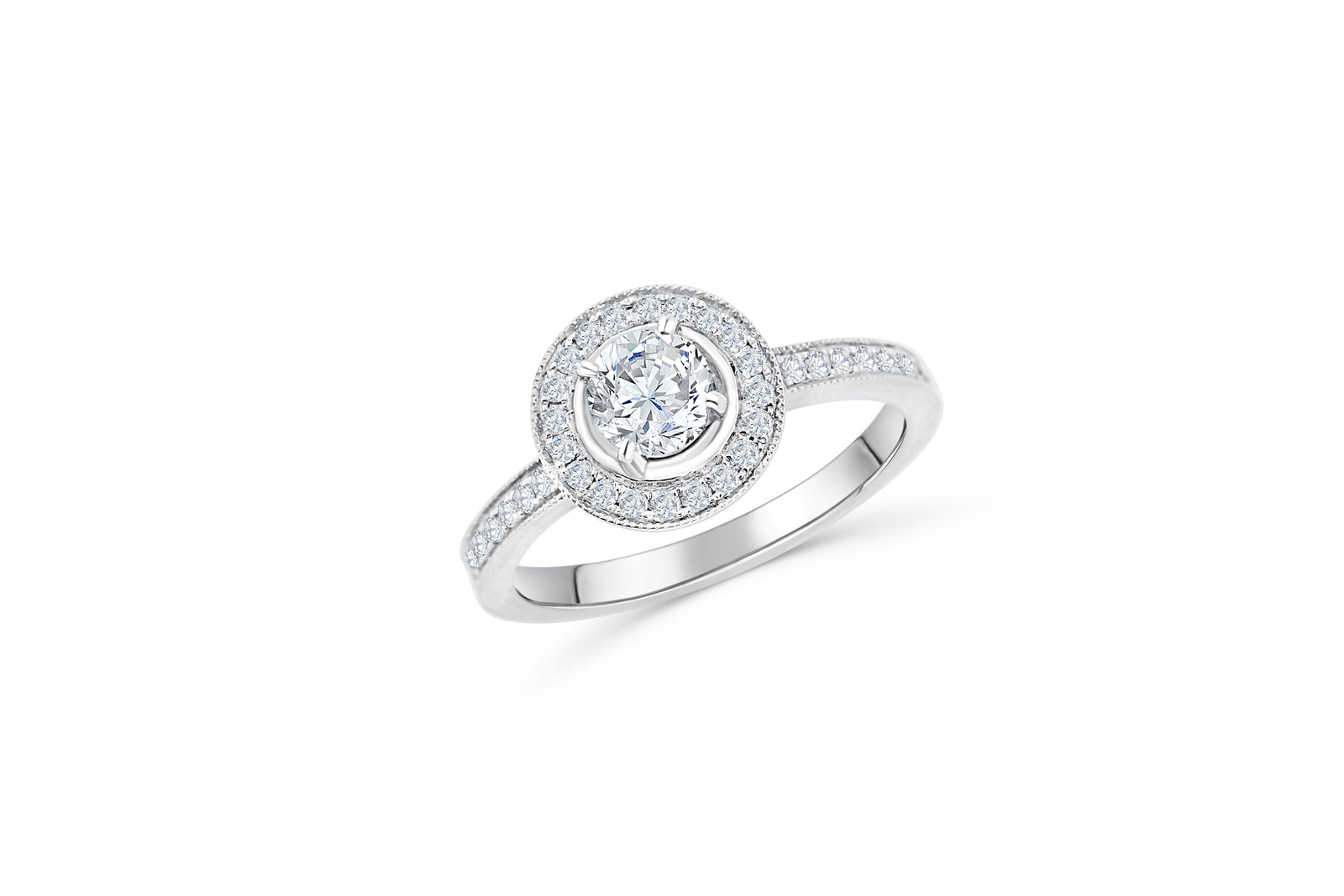 Diamond Engagement Ring 0.88 ct tw 14K White Gold DENG060 - NorthandSouthJewelry