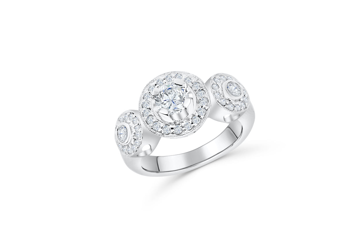 Diamond Engagement Ring 1.40 ct tw 14K White Gold DENG064 - NorthandSouthJewelry