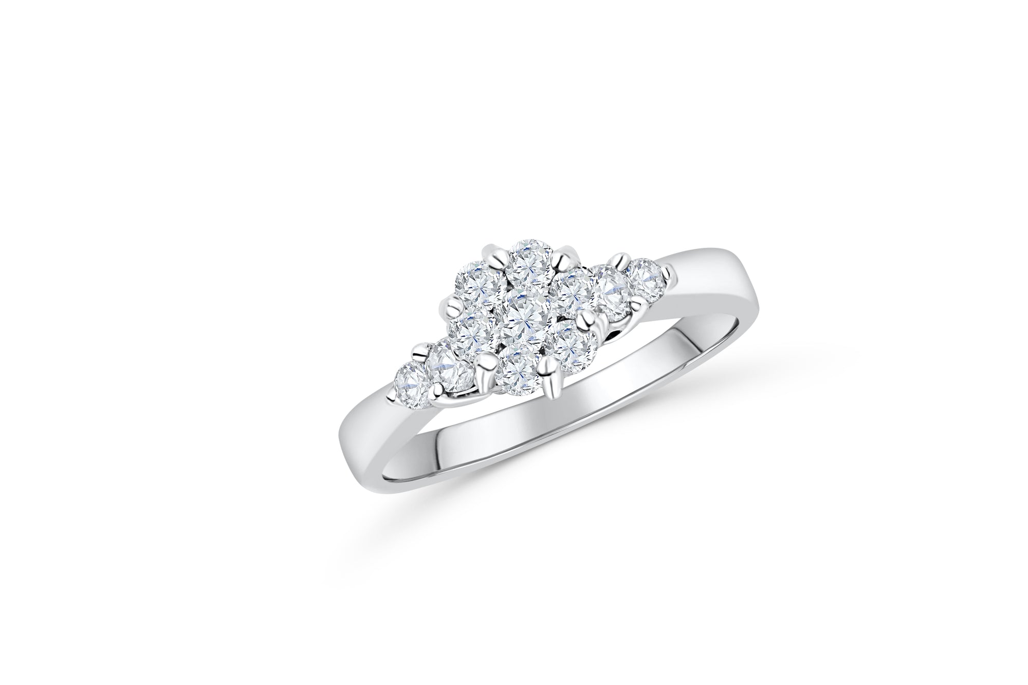 Cluster Diamond Engagement Ring 0.66 CT TW 14K White Gold DENG067 - NorthandSouthJewelry