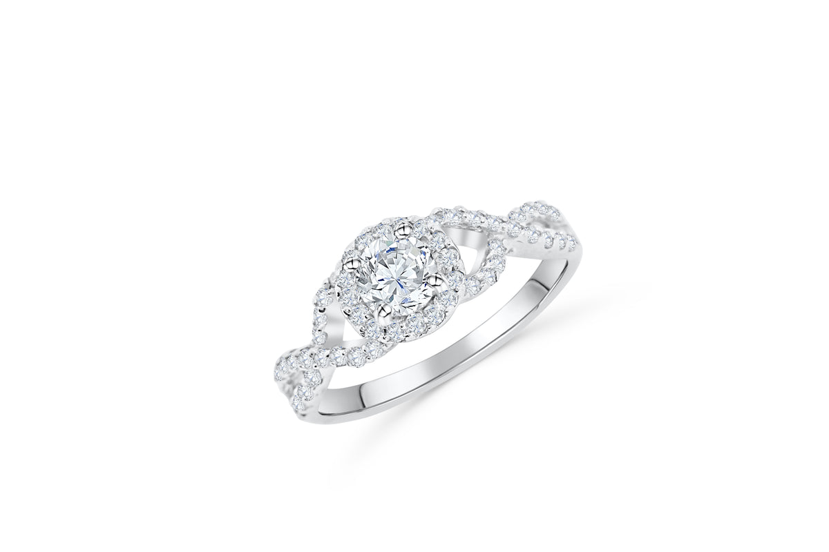 Diamond Engagement Ring 0.77 ct tw 14K White Gold DENG031 - NorthandSouthJewelry