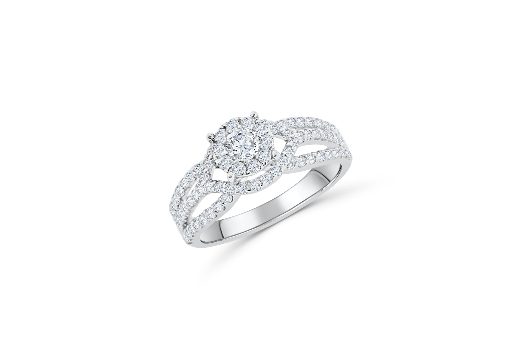 Diamond Engagement Ring 0.95 ct tw 14K White Gold DENG032 - NorthandSouthJewelry