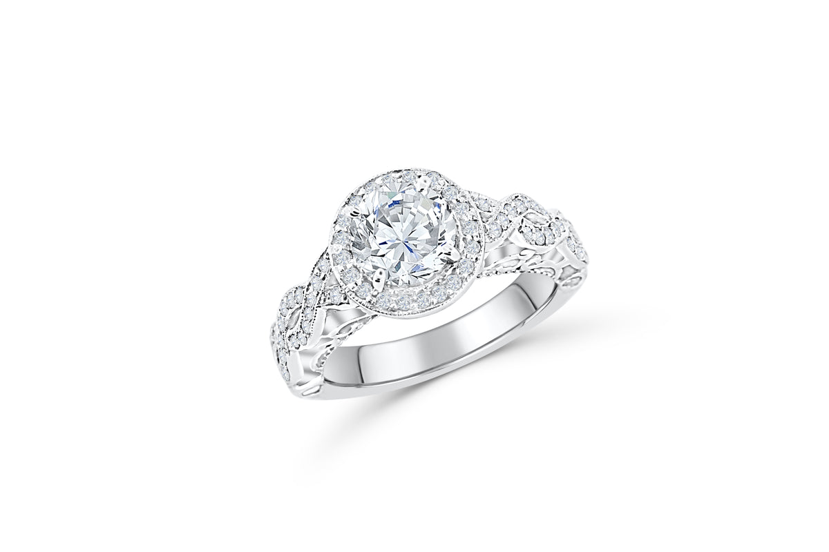 Diamond Engagement Ring 1.64 ct tw 14K White Gold DENG038 - NorthandSouthJewelry