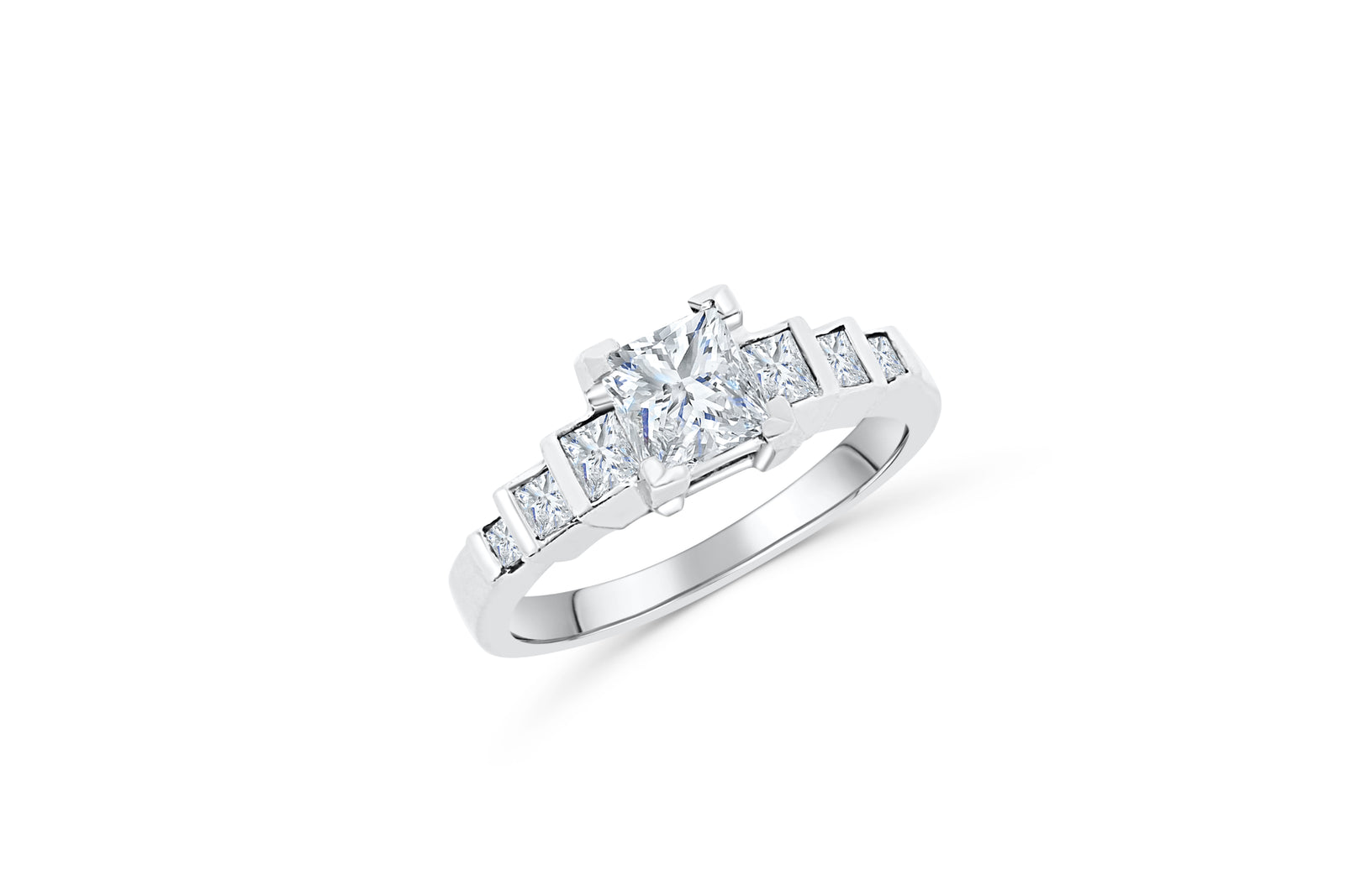 Bezel Princess Cut Diamond Engagement Ring 1.14 ct tw 950 Platinum DENG042 - NorthandSouthJewelry