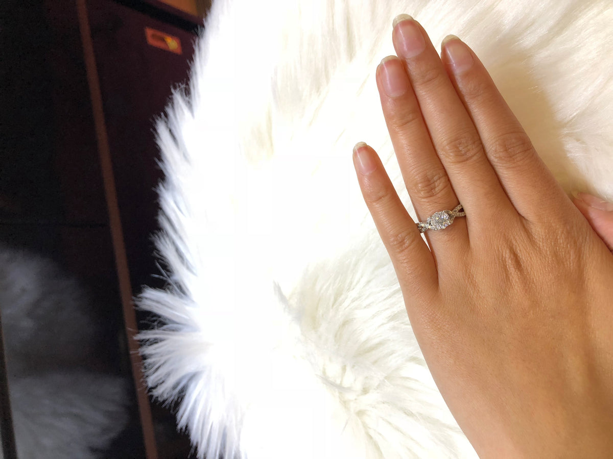 Invisible Cluster Diamond Engagement Ring 0.85 ct tw 14K White Gold DENG010 - NorthandSouthJewelry