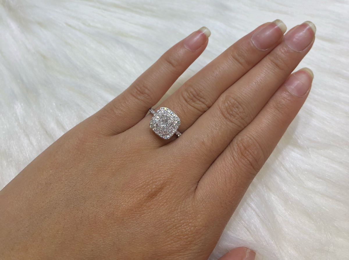 Princess Diamond Engagement Ring Set 2.32 ct tw 14K White Gold DENG026 - NorthandSouthJewelry