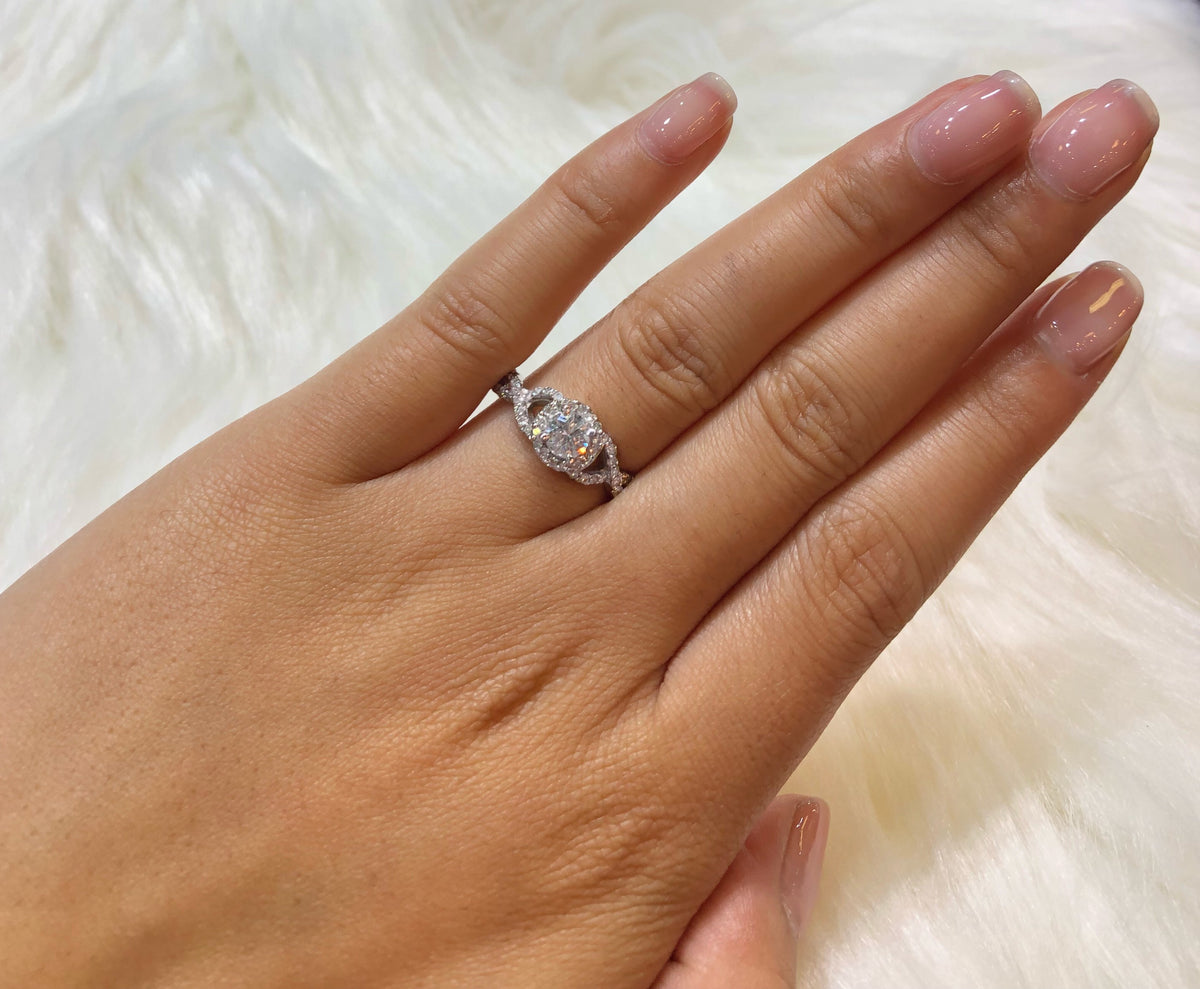 Diamond Engagement Ring 0.77 ct tw 14K White Gold DENG031 - NorthandSouthJewelry