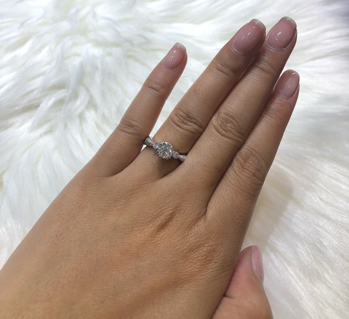 Diamond Engagement Ring Set 1.46 ct tw 14K White Gold DENG035 - NorthandSouthJewelry