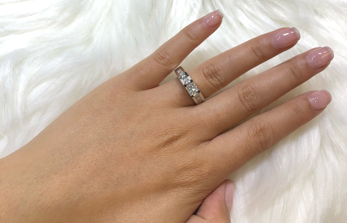 Flat Top Diamond Engagement Ring Set 2.54 ct tw 14K White Gold DENG040 - NorthandSouthJewelry