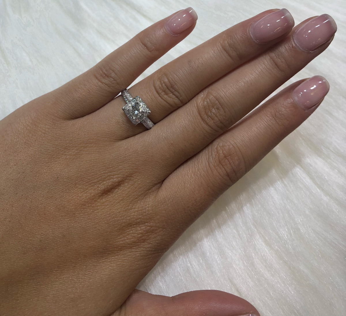 Princess Cut Diamond Engagement Ring 1.34 ct tw 14K White Gold DENG046 - NorthandSouthJewelry