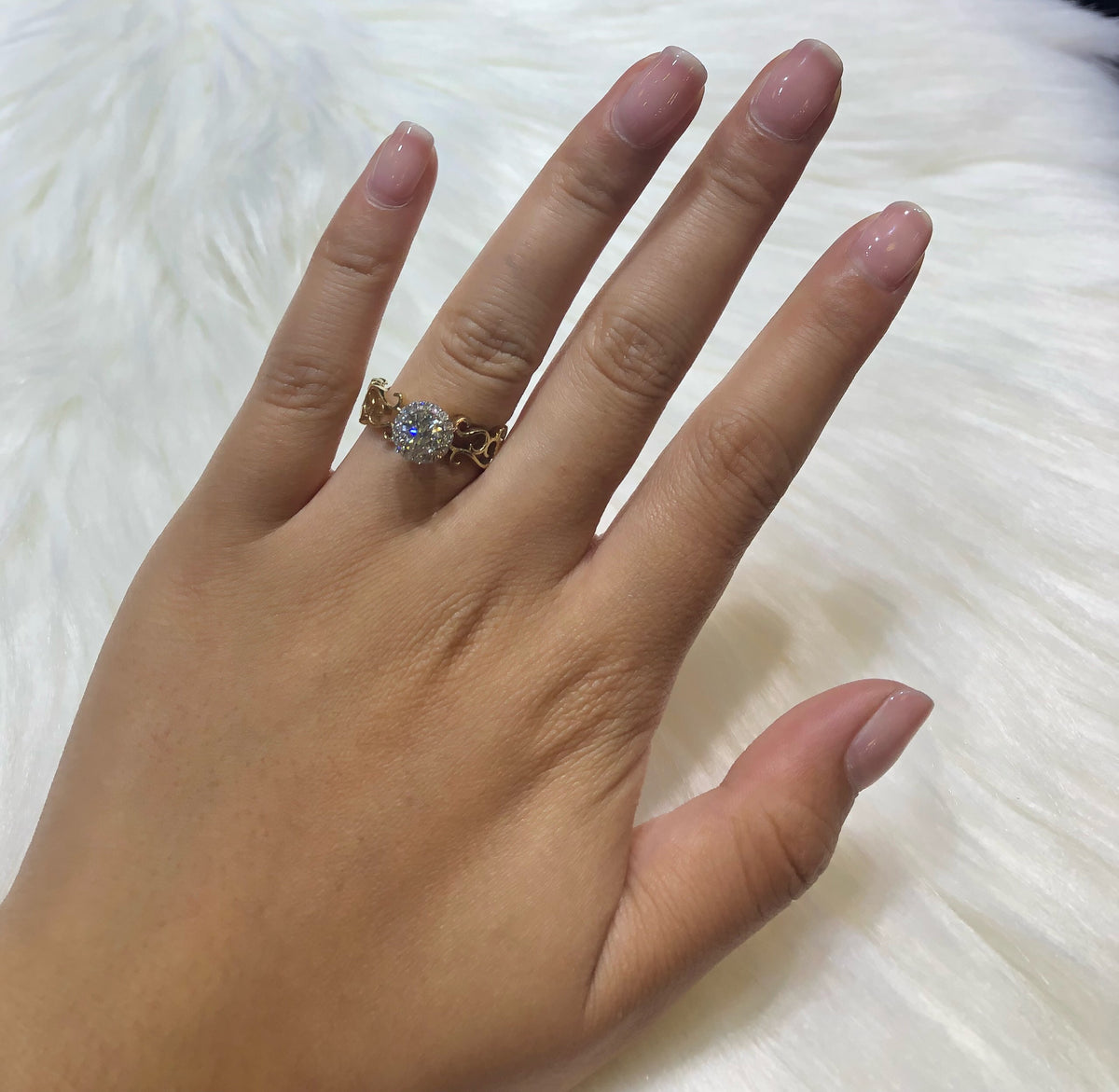 Two Toned Diamond Engagement Ring 0.76 ct tw 14K Yellow/White Gold DENG050 - NorthandSouthJewelry