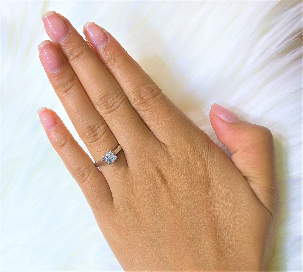 Invisible Cluster Diamond Engagement Ring 0.26 ct tw 14K White Gold DENG052 - NorthandSouthJewelry