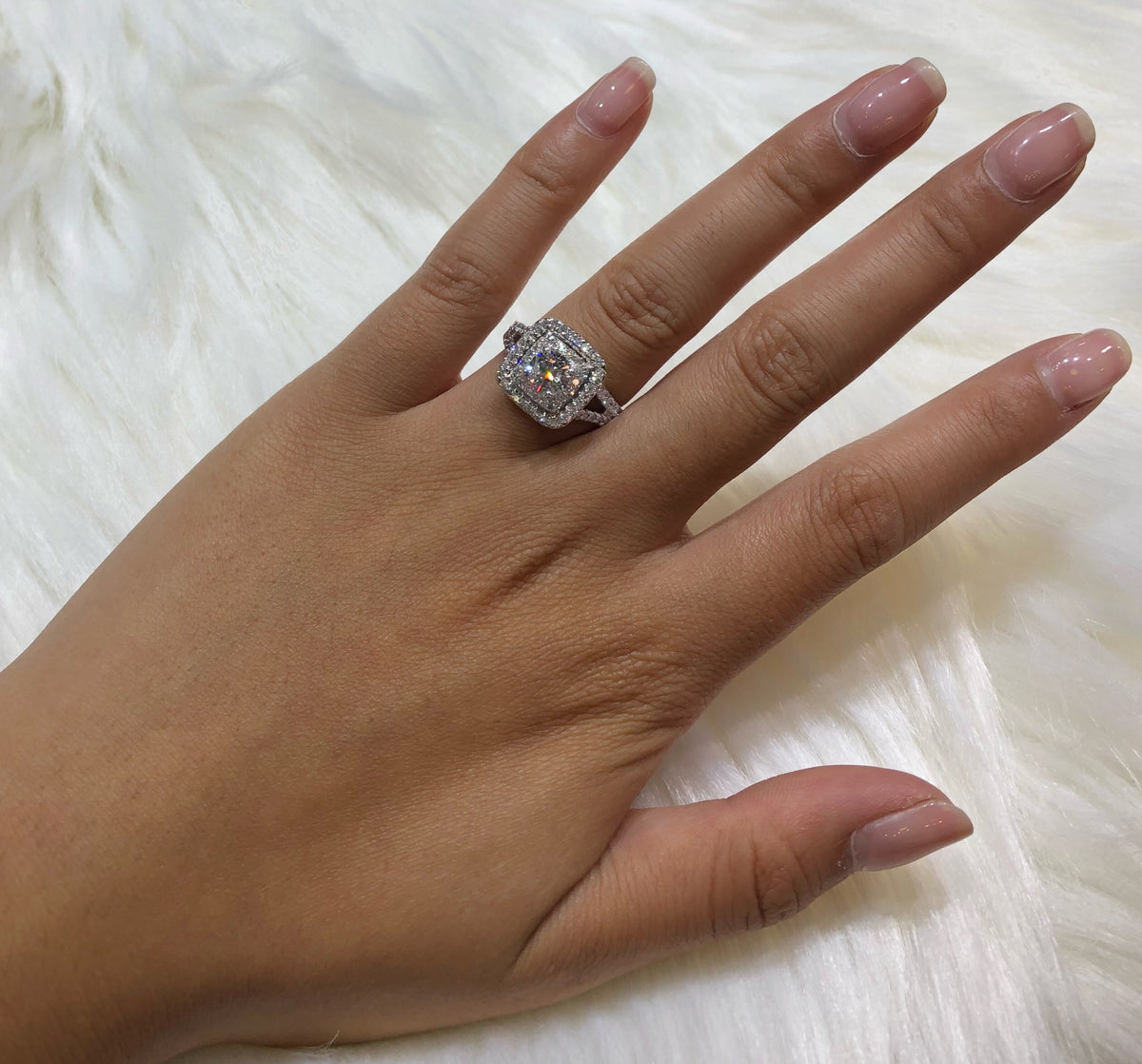 V Split Diamond Engagement Ring 1.63 ct tw 14K White Gold DENG062 - NorthandSouthJewelry