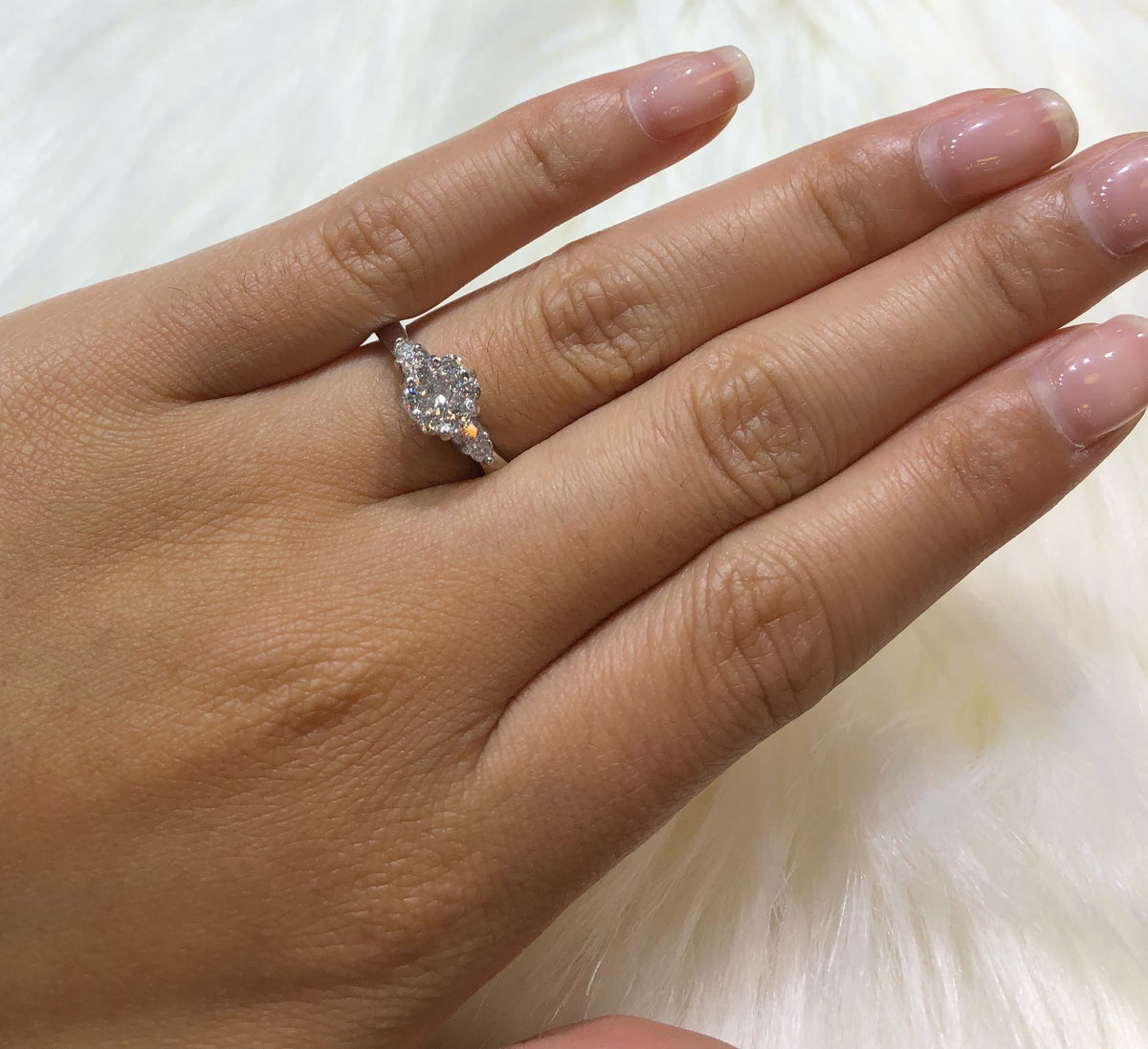 Cluster Diamond Engagement Ring 0.66 CT TW 14K White Gold DENG067 - NorthandSouthJewelry