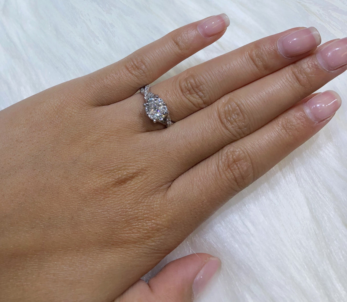 DIAMOND ENGAGEMENT RING 0.82 CT TW 14K WHITE GOLD DENG068 - NorthandSouthJewelry