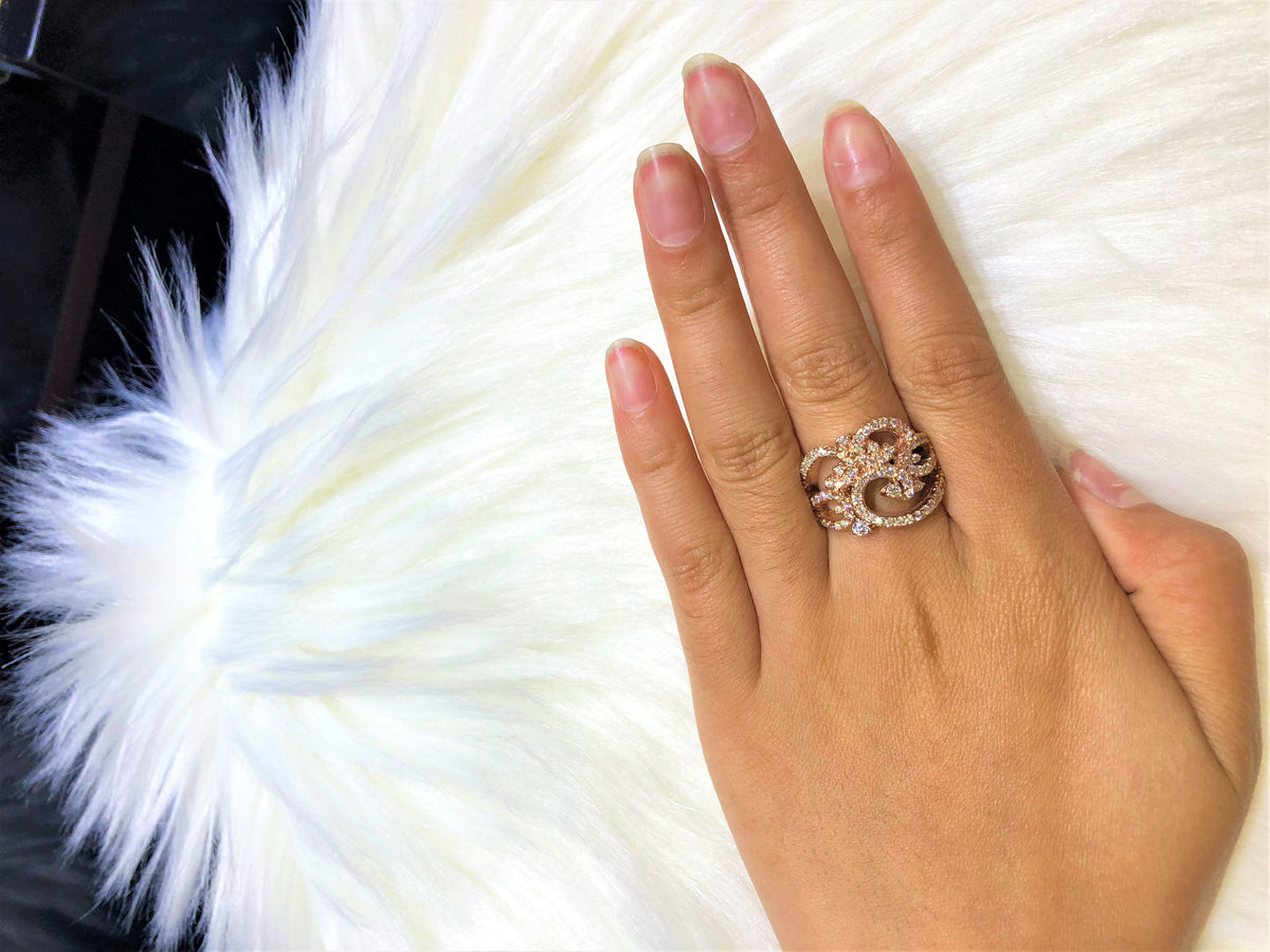 Clustered Diamond Ring 1.08 ct tw Round-cut 14K Rose Gold DIR016 - NorthandSouthJewelry