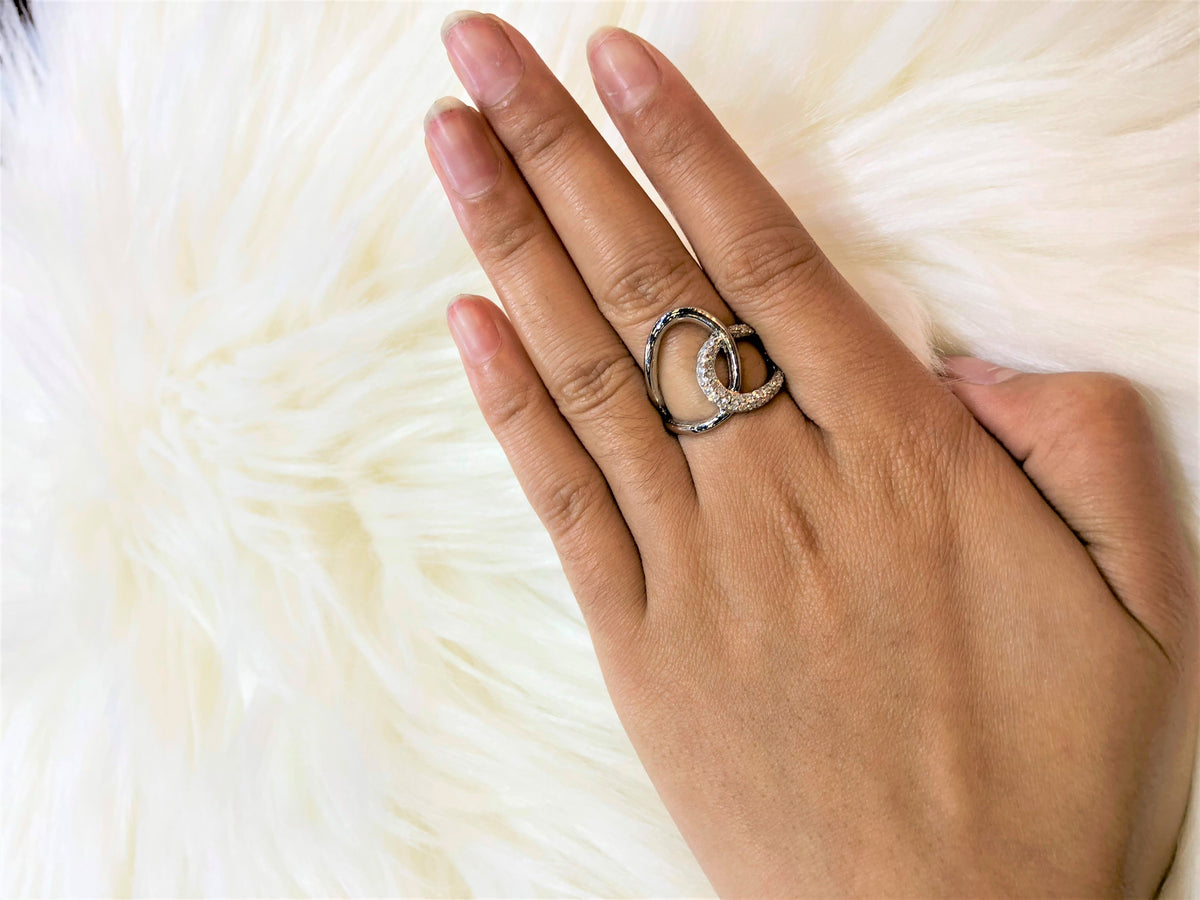 Interlocked Diamond Ring 0.40 ct tw Round-cut 14K White Gold DIR007 - NorthandSouthJewelry