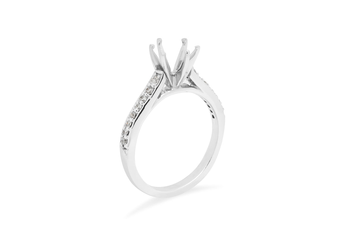 Serena Vintage Prong Set Engagement Setting (Setting Only) 0.22 ct tw 14K White Gold ESET003
