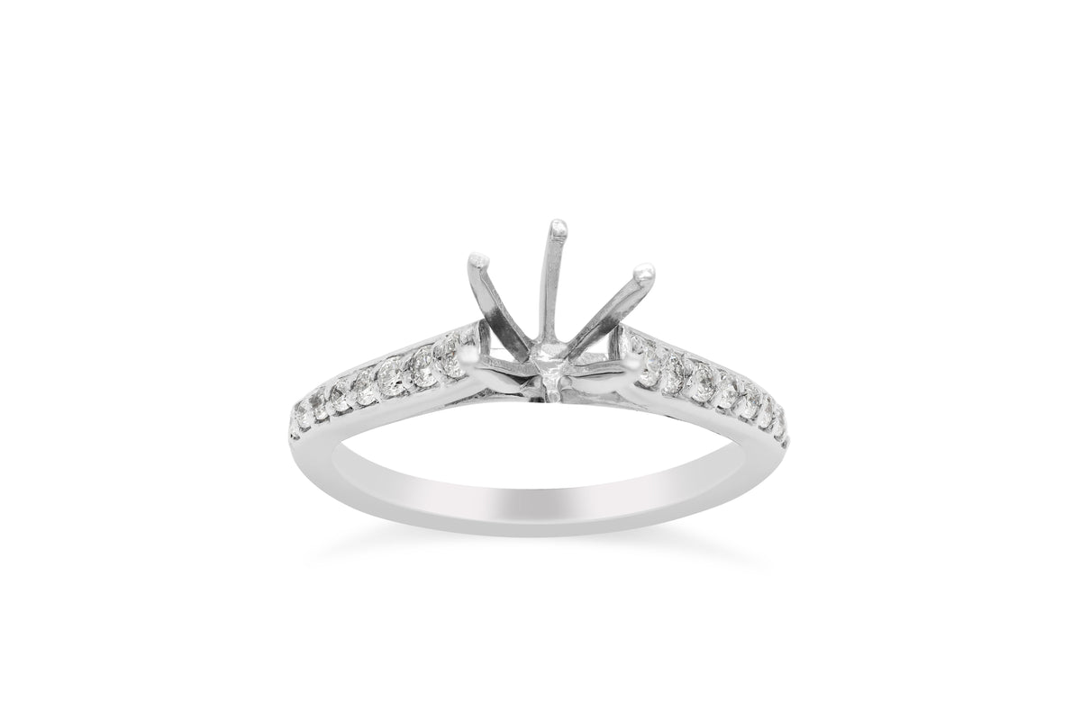 Serena Vintage Prong Set Engagement Setting (Setting Only) 0.22 ct tw 14K White Gold ESET003