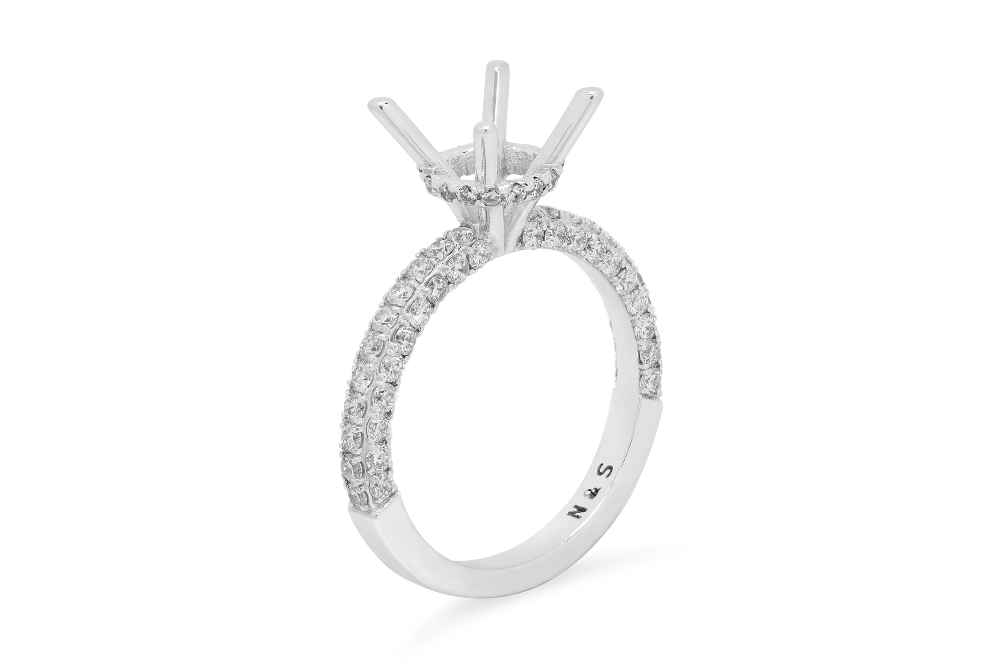 La Vie 3D Band with Under Halo Engagement Setting 0.96 ct tw 14K White Gold ESET005