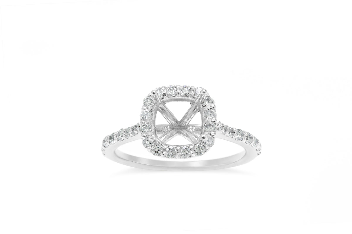 Traditional Cathedral Tapered Band with Halo Engagement Setting (Setting Only) 0.50 ct tw 14K White Gold ESET008