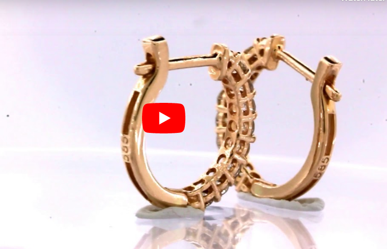 0.56 CT TW Round Diamond Hoop Earrings 14K Rose Gold DER008 - NorthandSouthJewelry