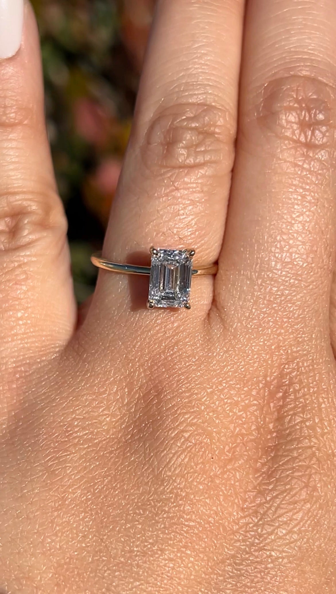 Evie 2.16ct E-VS1 Emerald Cut Lab Grown Diamond Engagement Ring 14K Gold