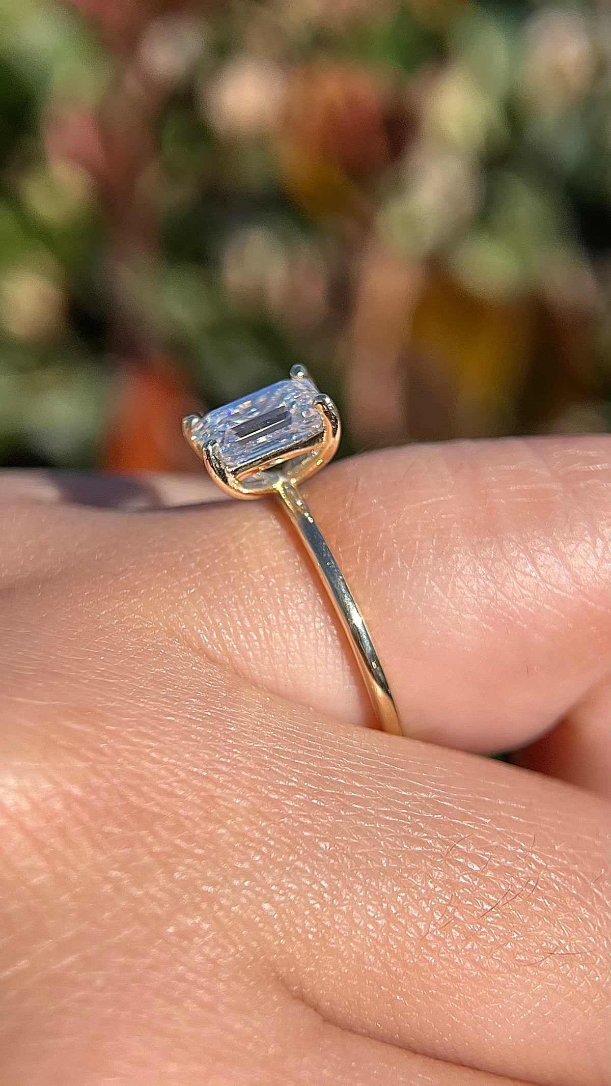 Evie 2.16ct E-VS1 Emerald Cut Lab Grown Diamond Engagement Ring 14K Gold