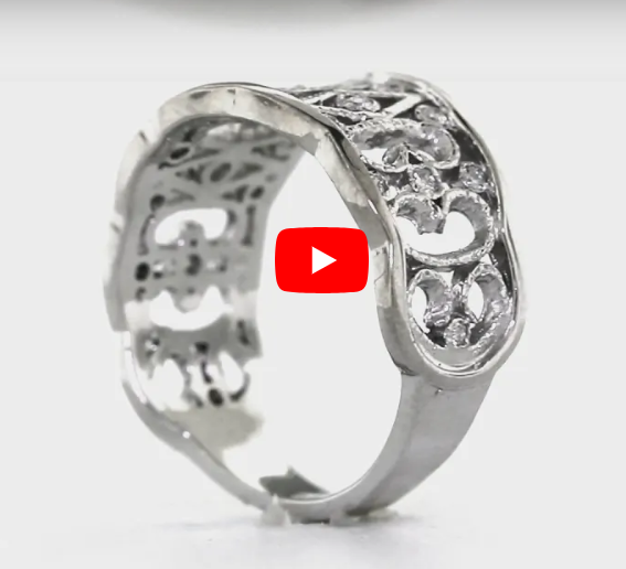 Diamond Anniversary Ring 0.21 ct tw Round-cut 14K White Gold BAN031 - NorthandSouthJewelry