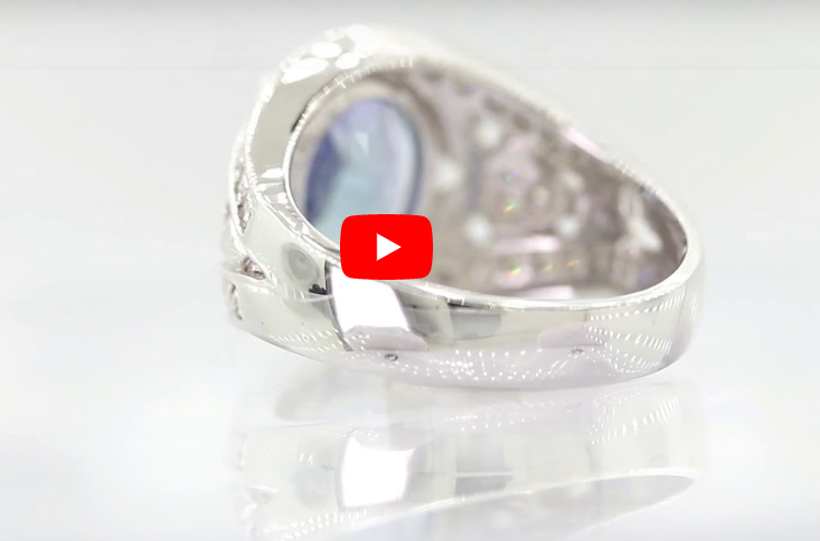 3.03 CT Oval Tanzanite Diamond Ring 0.55 CT TW 14K White Gold TZR007 - NorthandSouthJewelry