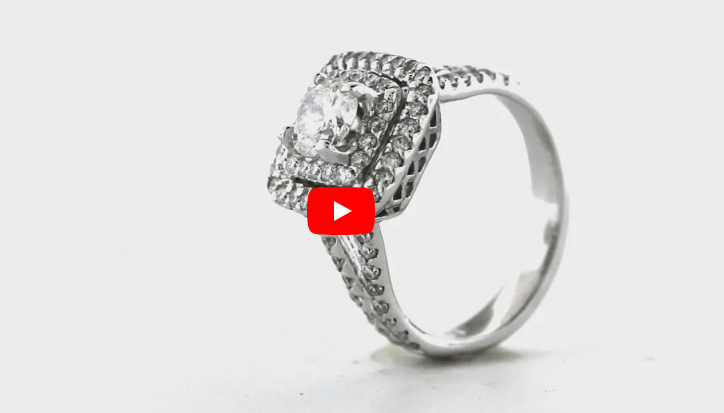 V Split Diamond Engagement Ring 1.63 ct tw 14K White Gold DENG062 - NorthandSouthJewelry