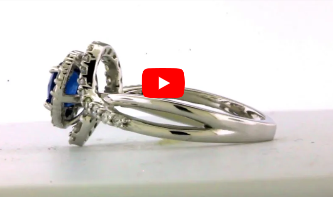 1.04 CT Sapphire Diamond Ring 0.53 CT TW 14K White Gold SPR004 - NorthandSouthJewelry