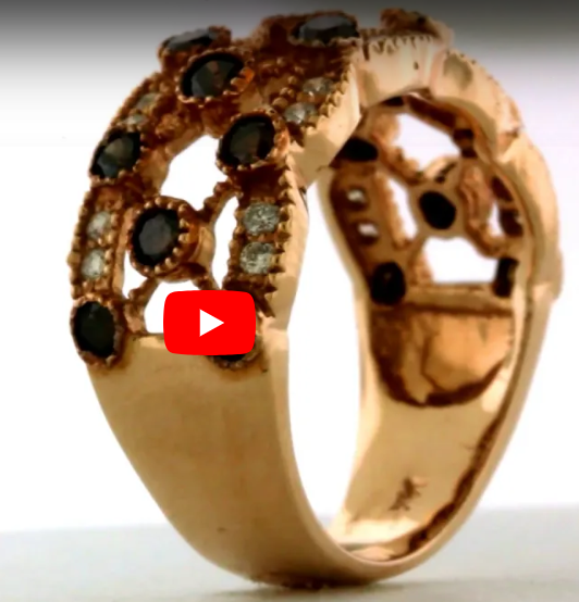 Gapped Chocolate &amp; White Diamond Anniversary Band 1.08 ct tw Round-cut 14K Rose Gold DIR015 - NorthandSouthJewelry