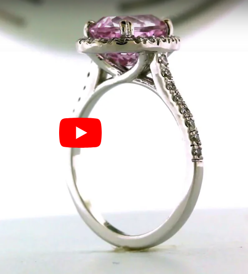 2.53 CT Oval Kunzite Diamond Ring 0.62 CT TW Diamonds 14K White Gold KZR002 - NorthandSouthJewelry