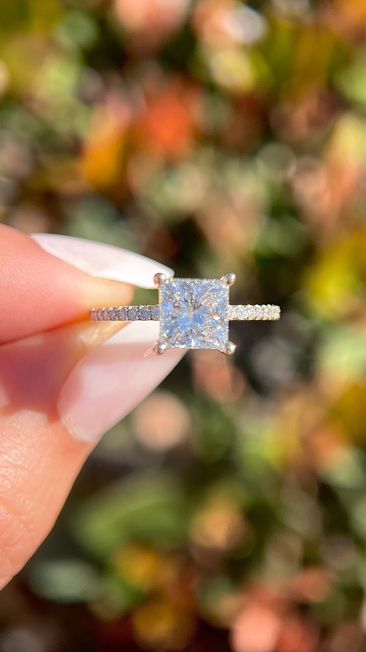 Jada 2.57ct F-VS1 Princess Cut Lab Grown Diamond Engagement Ring 14K Gold