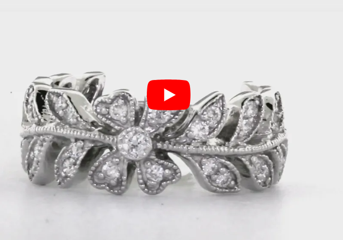 Diamond Anniversary Ring 0.62 ct tw Round-cut 14K White Gold BAN033 - NorthandSouthJewelry