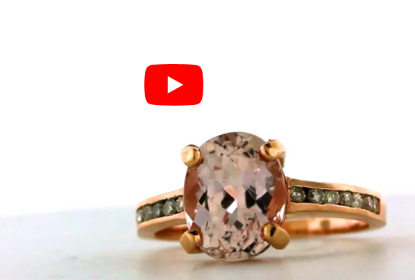 3.24 CT Oval Kunzite Diamond Ring 0.31 CT TW Diamonds 14K Rose Gold KZR003 - NorthandSouthJewelry