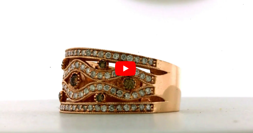 Chocolate Diamond Wide Band 1.42 ct tw Round-cut 14K Rose Gold BAN042 - NorthandSouthJewelry