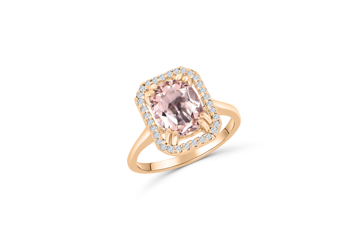 2.69 CT Oval Kunzite Diamond Ring 0.20 CT TW Diamonds 14K Rose Gold KZR004 - NorthandSouthJewelry